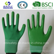 13G poliéster Shell con guantes de trabajo revestidos de nitrilo (SL-N109)